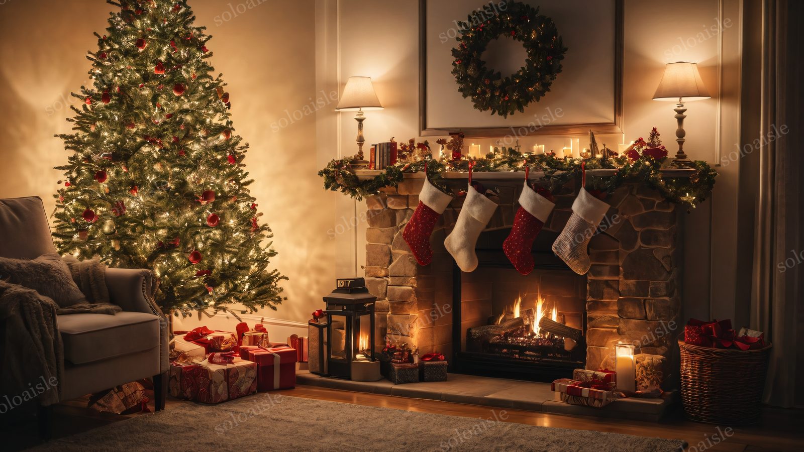 Cozy Christmas desktop wallpaper preview