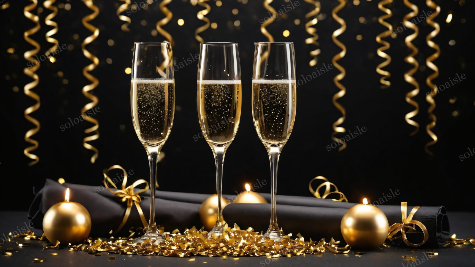 Gold and Black New Year desktop wallpaper preview